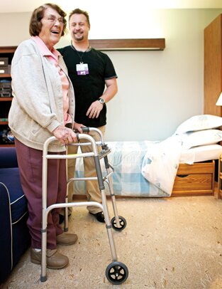 At the inpatient facility at the Mission Oaks campus of Good Samaritan Hospital, stroke patients practice daily living tasks in a simulated apartment.